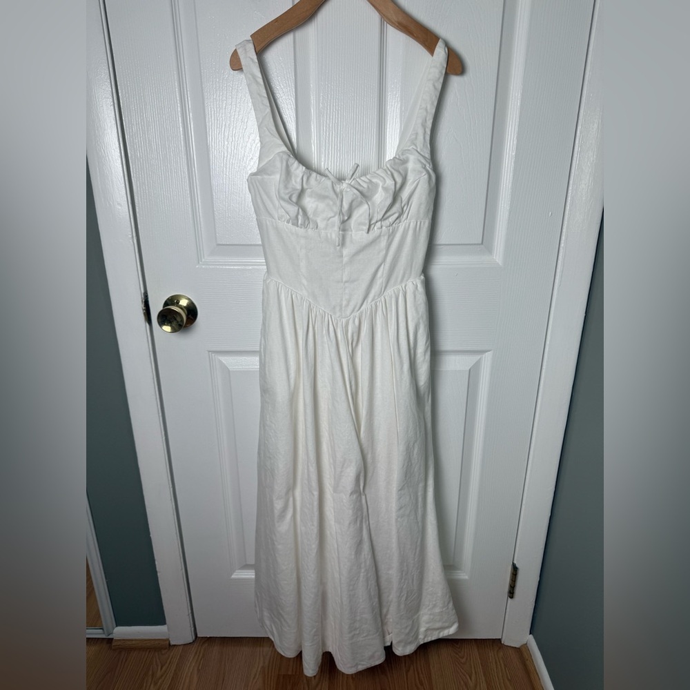 Reformation balia linen milkmaid dress in white - Picture 3 of 11